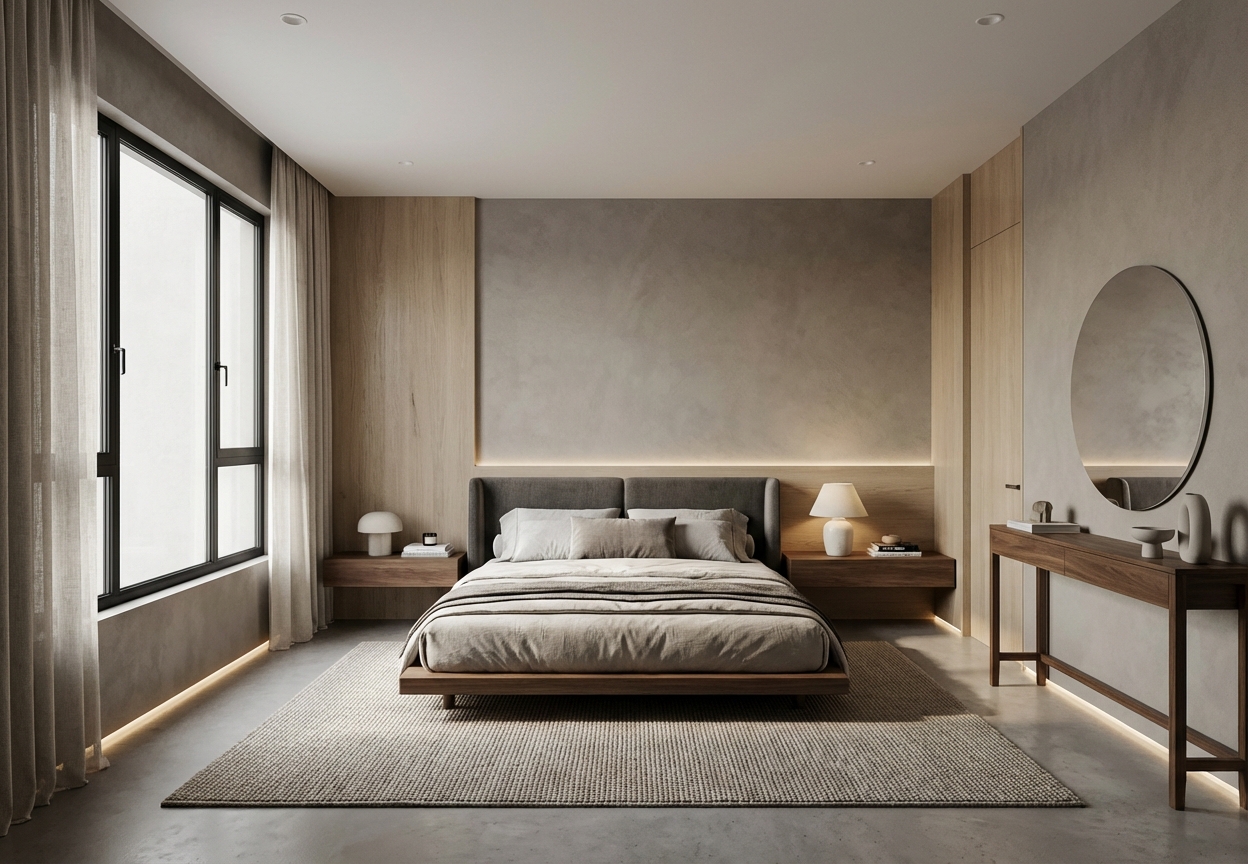Дизайн спальни в стиле Минимализм — фото интерьера от нейросети RoomGPT