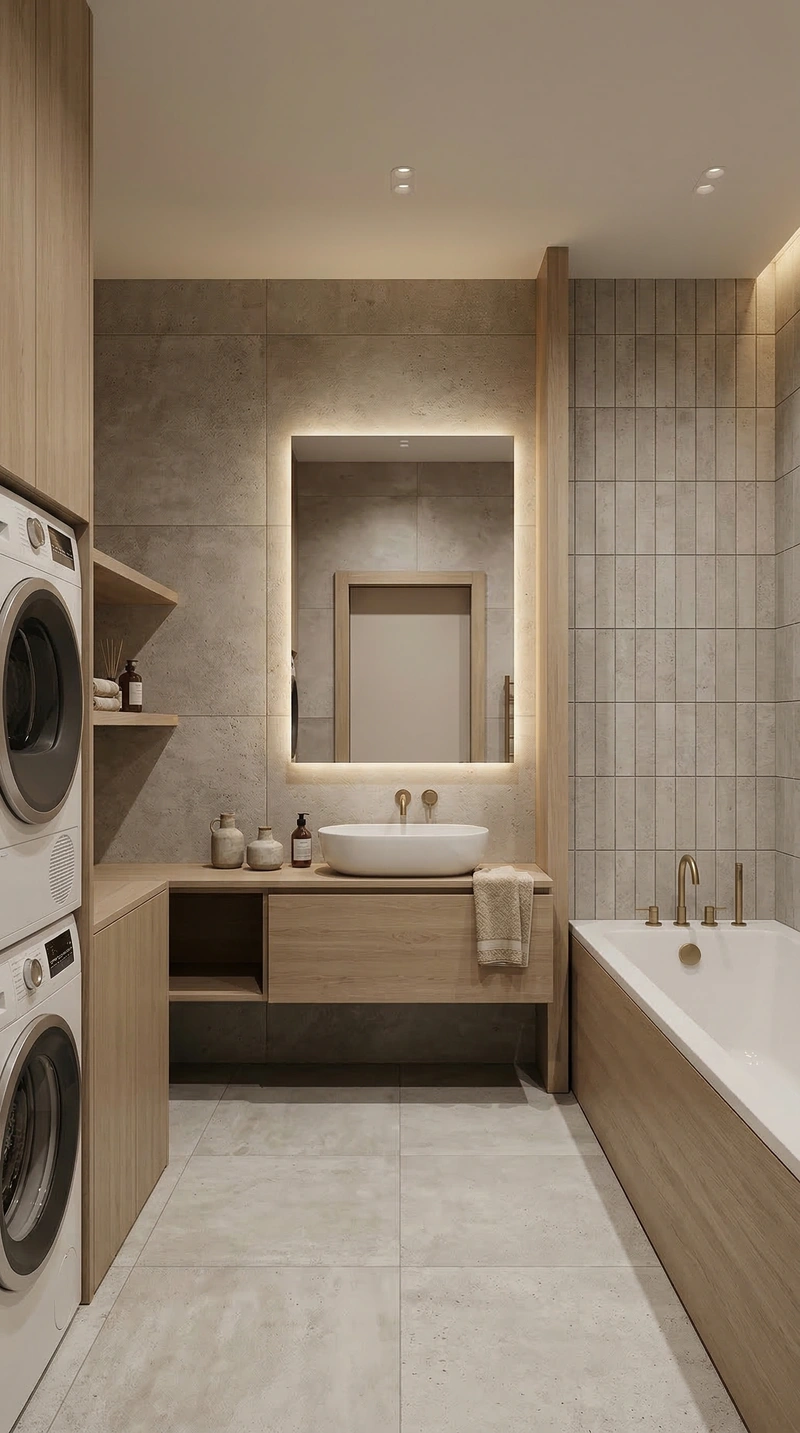 Дизайн ванной в стиле Japandi — фото интерьера от нейросети RoomGPT