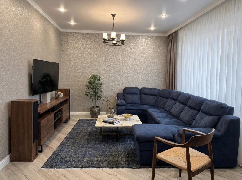 Дизайн гостиной в стиле Контемпорари — фото интерьера от нейросети RoomGPT