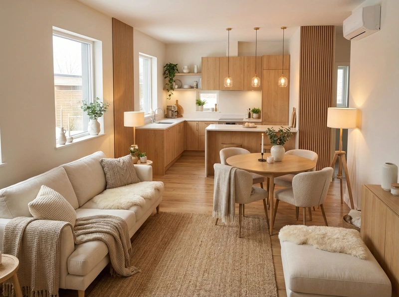 Дизайн интерьера в стиле Хюгге — Кухня от нейросети RoomGPT