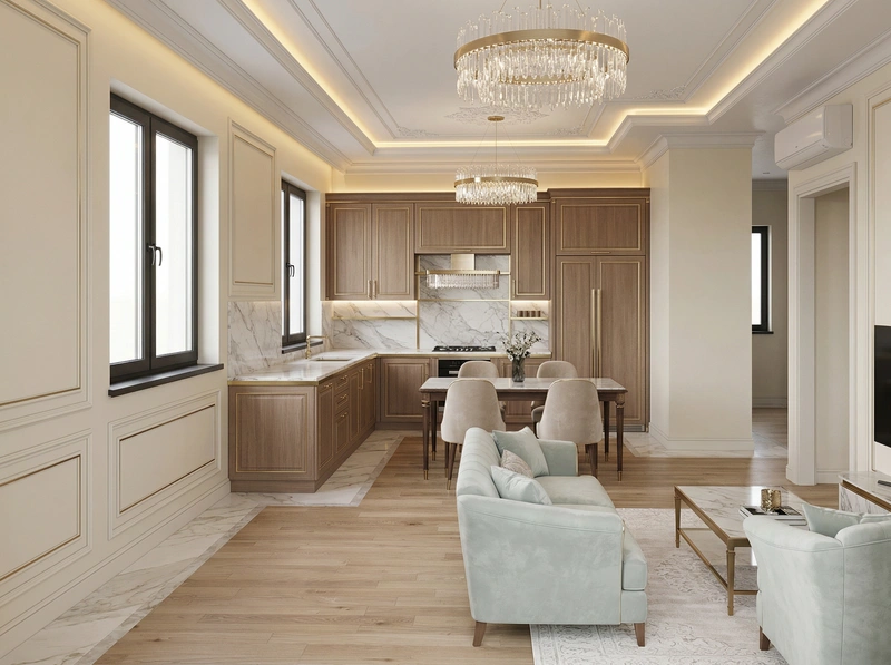 Дизайн интерьера в стиле Неоклассика — Кухня от нейросети RoomGPT