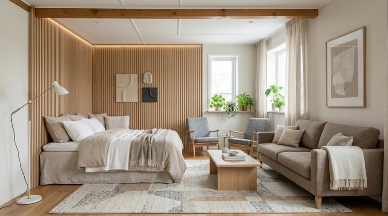 Дизайн гостиной в стиле Сканди — фото интерьера от нейросети RoomGPT