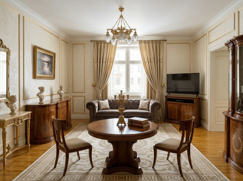 Дизайн интерьера в стиле Классика — Гостиная от нейросети RoomGPT