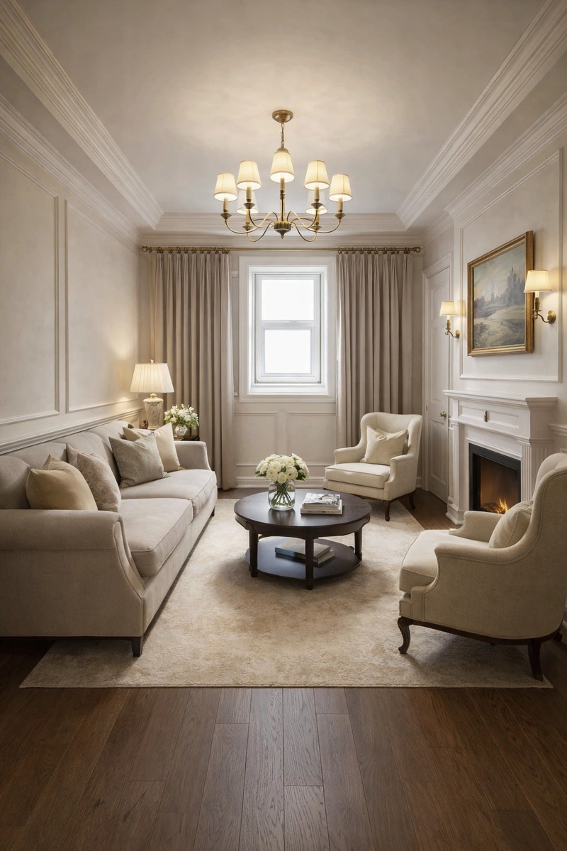 Дизайн интерьера в стиле Классика — Гостиная от нейросети RoomGPT