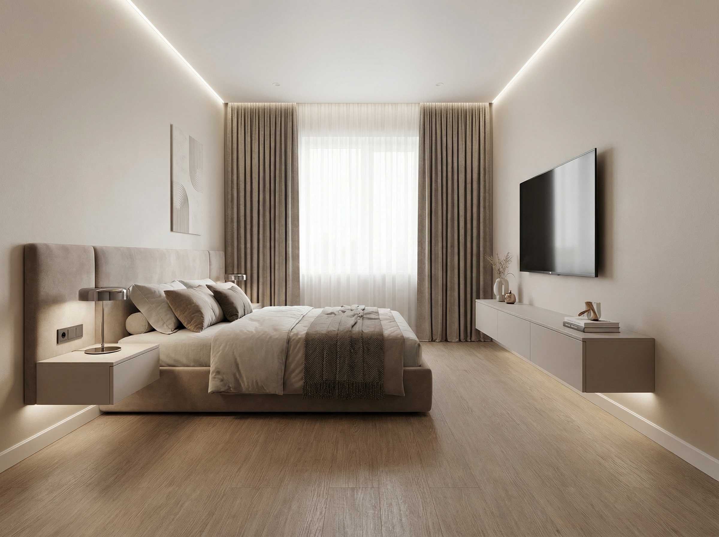 Дизайн спальни в стиле Минимализм — фото интерьера от нейросети RoomGPT