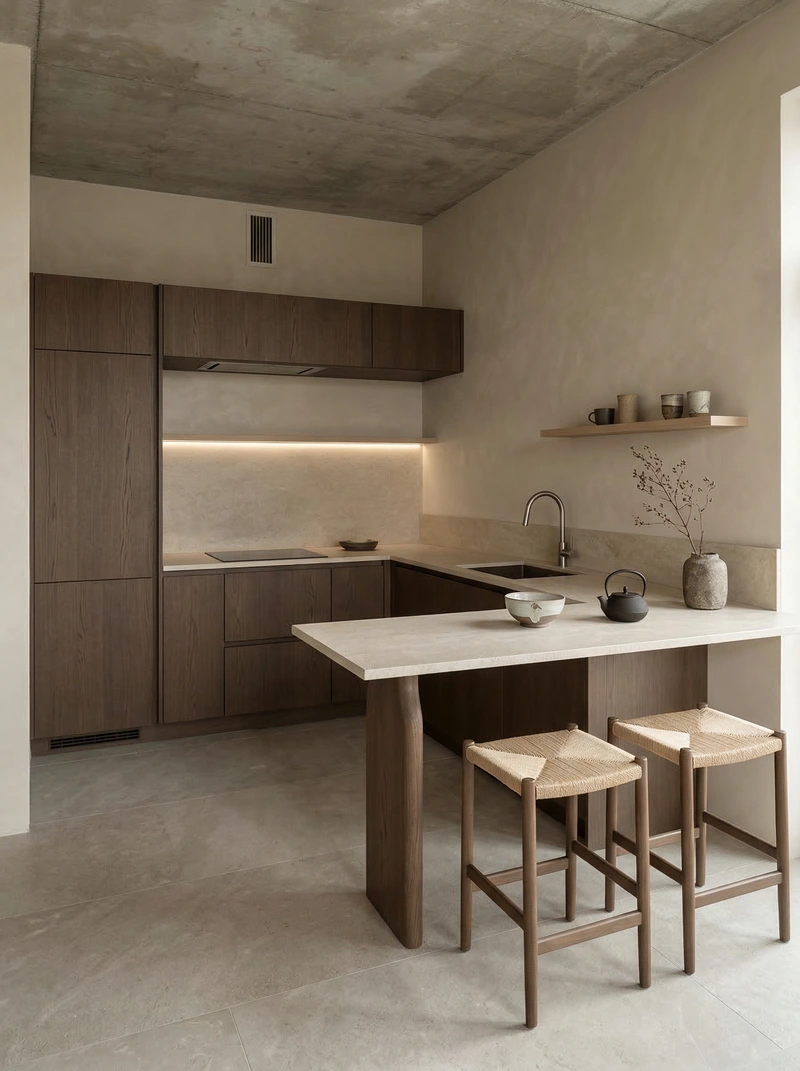 Дизайн кухни в стиле Japandi — фото интерьера от нейросети RoomGPT