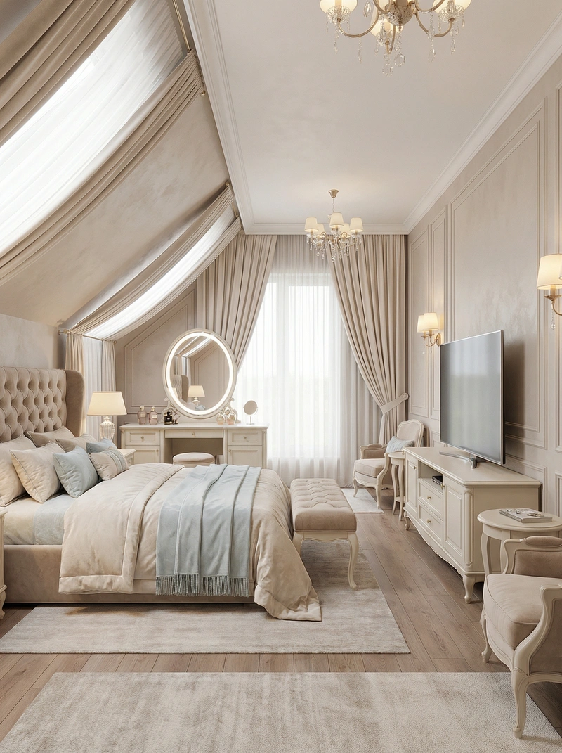 Дизайн интерьера в стиле Классика — Спальня от нейросети RoomGPT