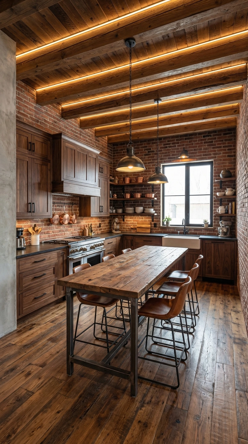 Дизайн интерьера в стиле Лофт — Кухня от нейросети RoomGPT