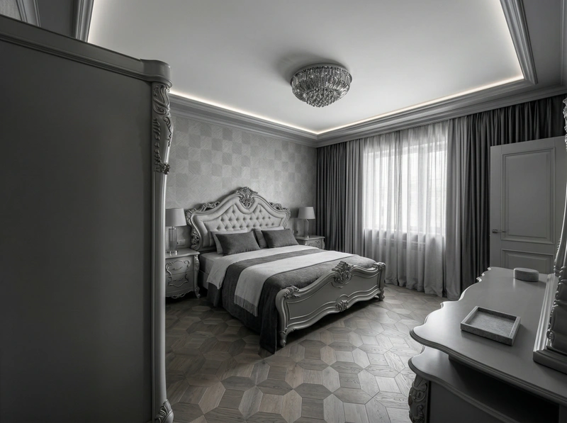 Дизайн спальни в стиле Классика — фото интерьера от нейросети RoomGPT