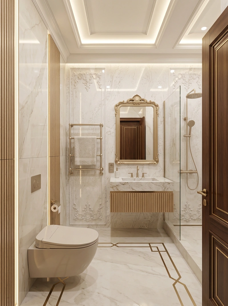 Дизайн интерьера в стиле Неоклассика — Ванная от нейросети RoomGPT