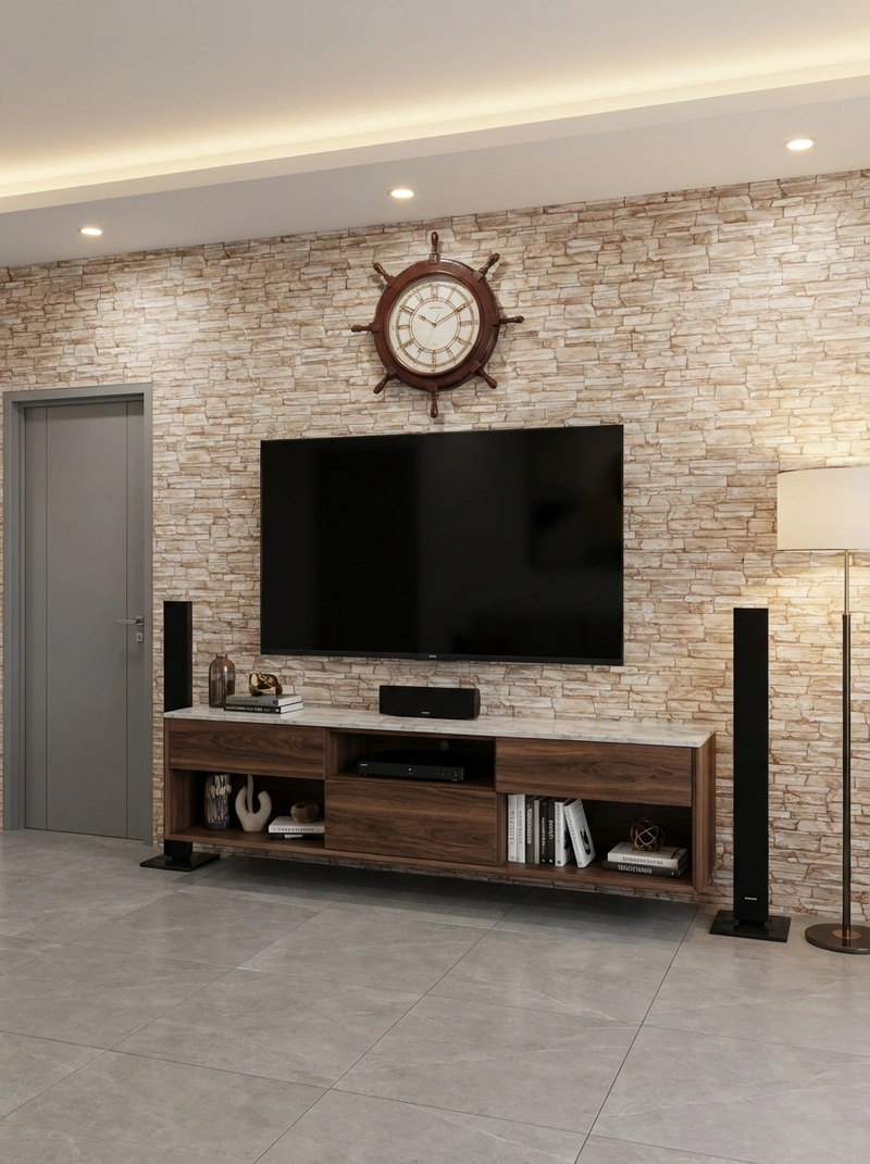 Дизайн интерьера в стиле Контемпорари — Гостиная от нейросети RoomGPT