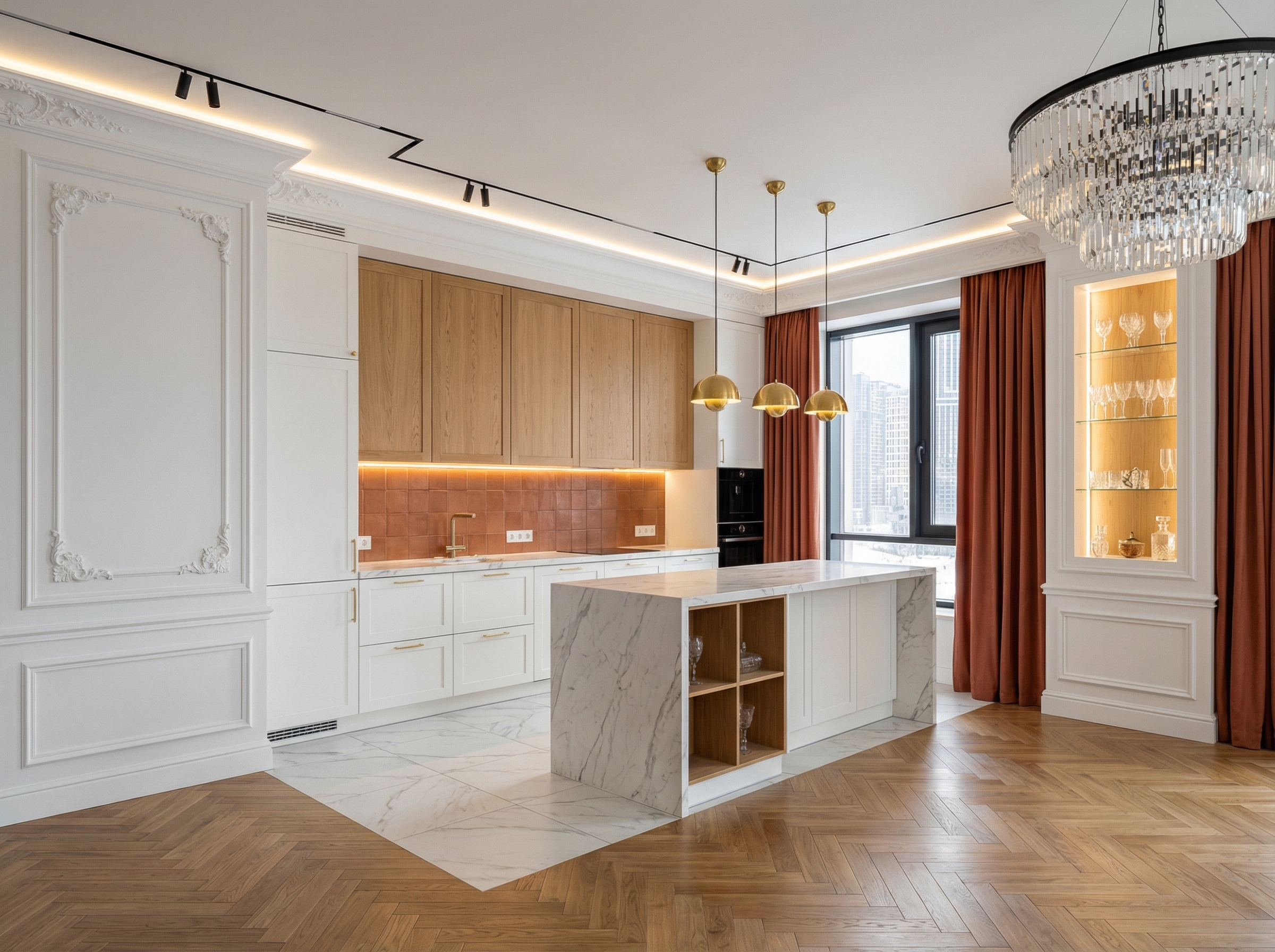 Дизайн кухни в стиле Классика — фото интерьера от нейросети RoomGPT