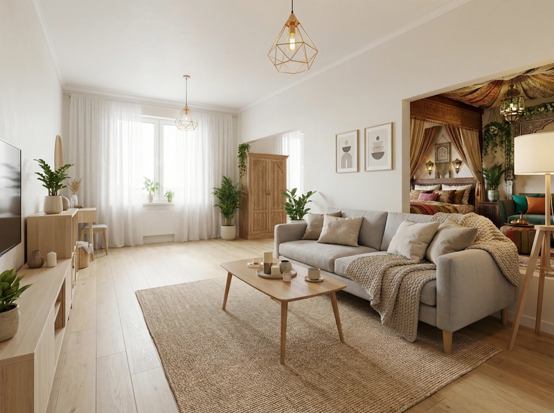 Дизайн интерьера в стиле Хюгге — Гостиная от нейросети RoomGPT