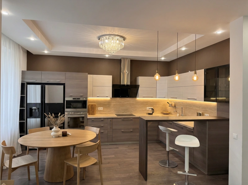 Дизайн кухни в стиле Japandi — фото интерьера от нейросети RoomGPT