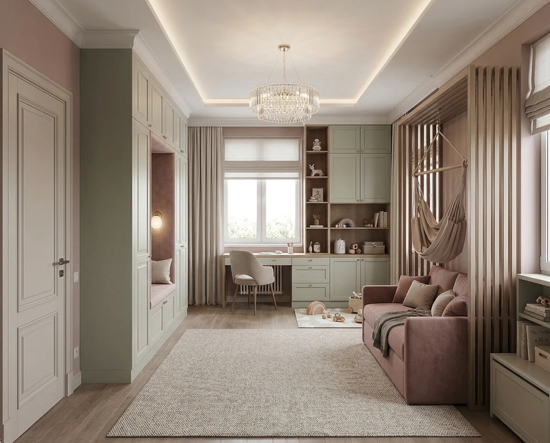 Дизайн детской в стиле Классика — фото интерьера от нейросети RoomGPT