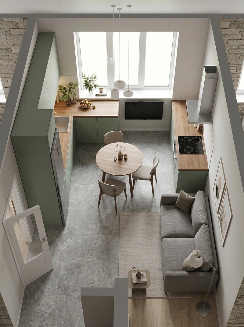 Дизайн кухни в стиле Без стиля — фото интерьера от нейросети RoomGPT