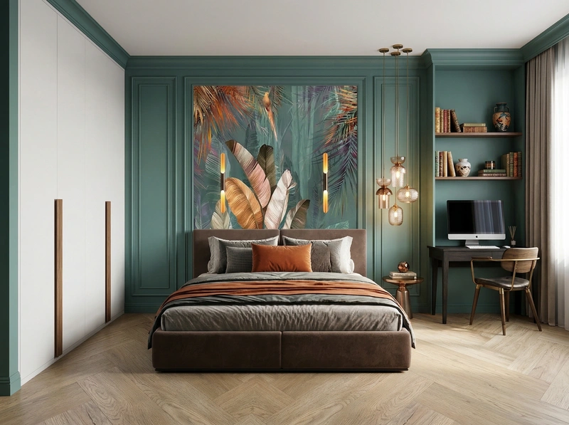 Дизайн спальни в стиле Эклектика — фото интерьера от нейросети RoomGPT