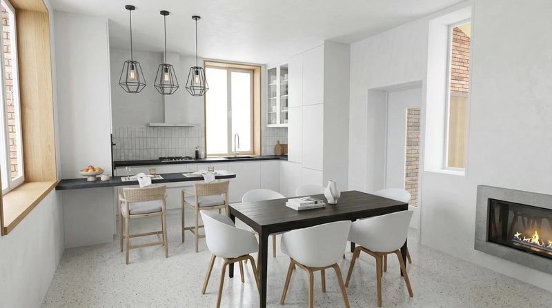 Дизайн кухни в стиле Сканди — фото интерьера от нейросети RoomGPT