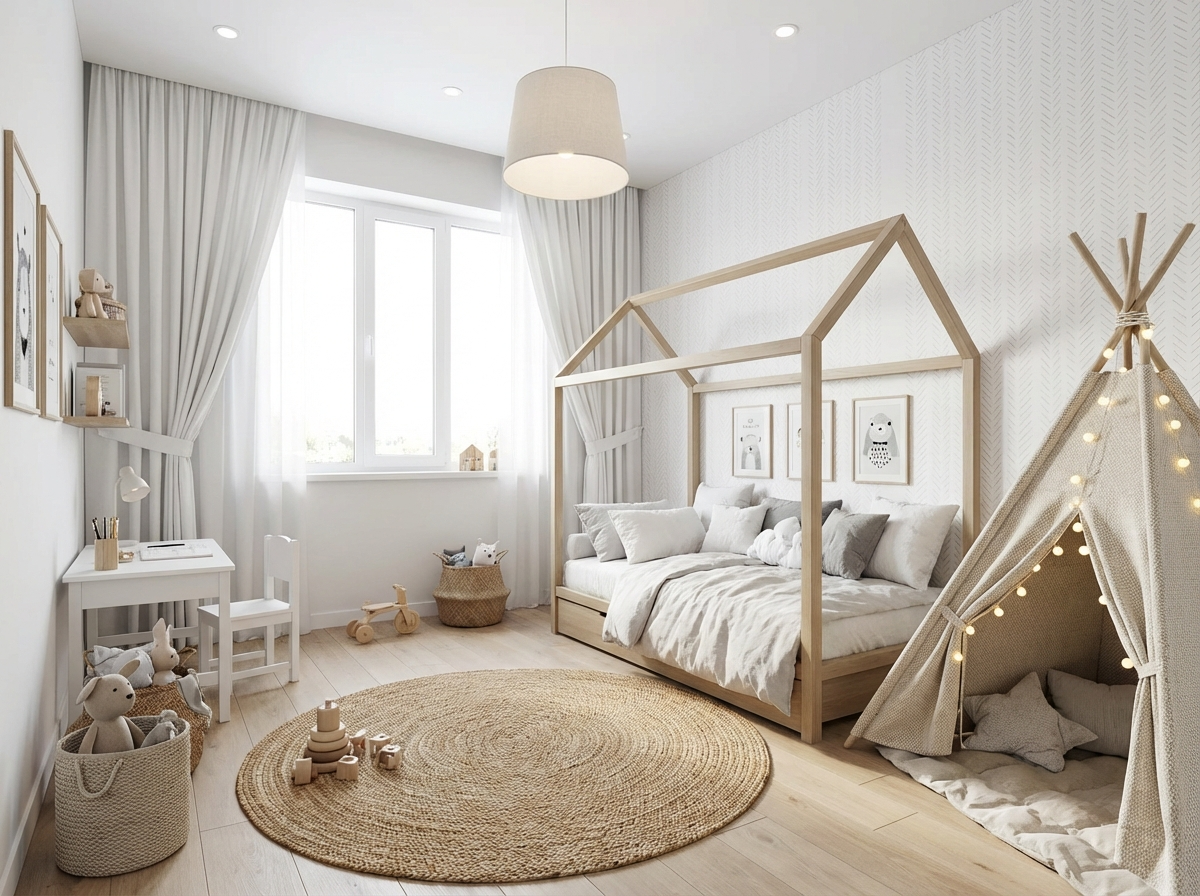 Дизайн детской в стиле Хюгге — фото интерьера от нейросети RoomGPT
