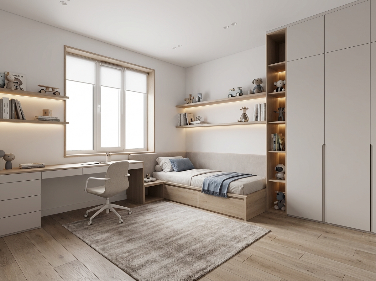 Дизайн детской в стиле Минимализм — фото интерьера от нейросети RoomGPT