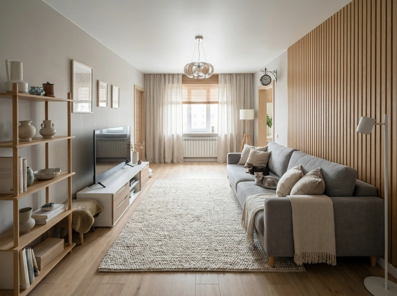 Дизайн интерьера в стиле Сканди — Гостиная от нейросети RoomGPT