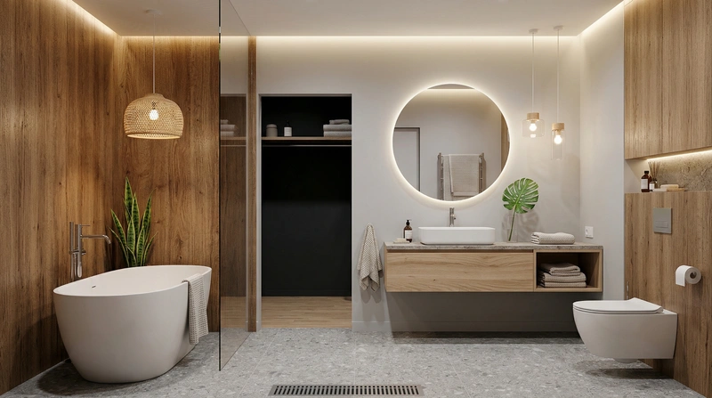 Дизайн ванной в стиле Сканди — фото интерьера от нейросети RoomGPT