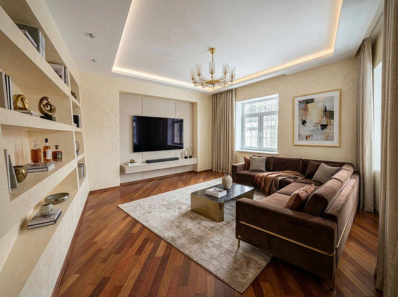 Дизайн гостиной в стиле Контемпорари — фото интерьера от нейросети RoomGPT