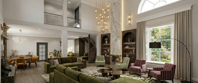 Дизайн гостиной в стиле Британский — фото интерьера от нейросети RoomGPT