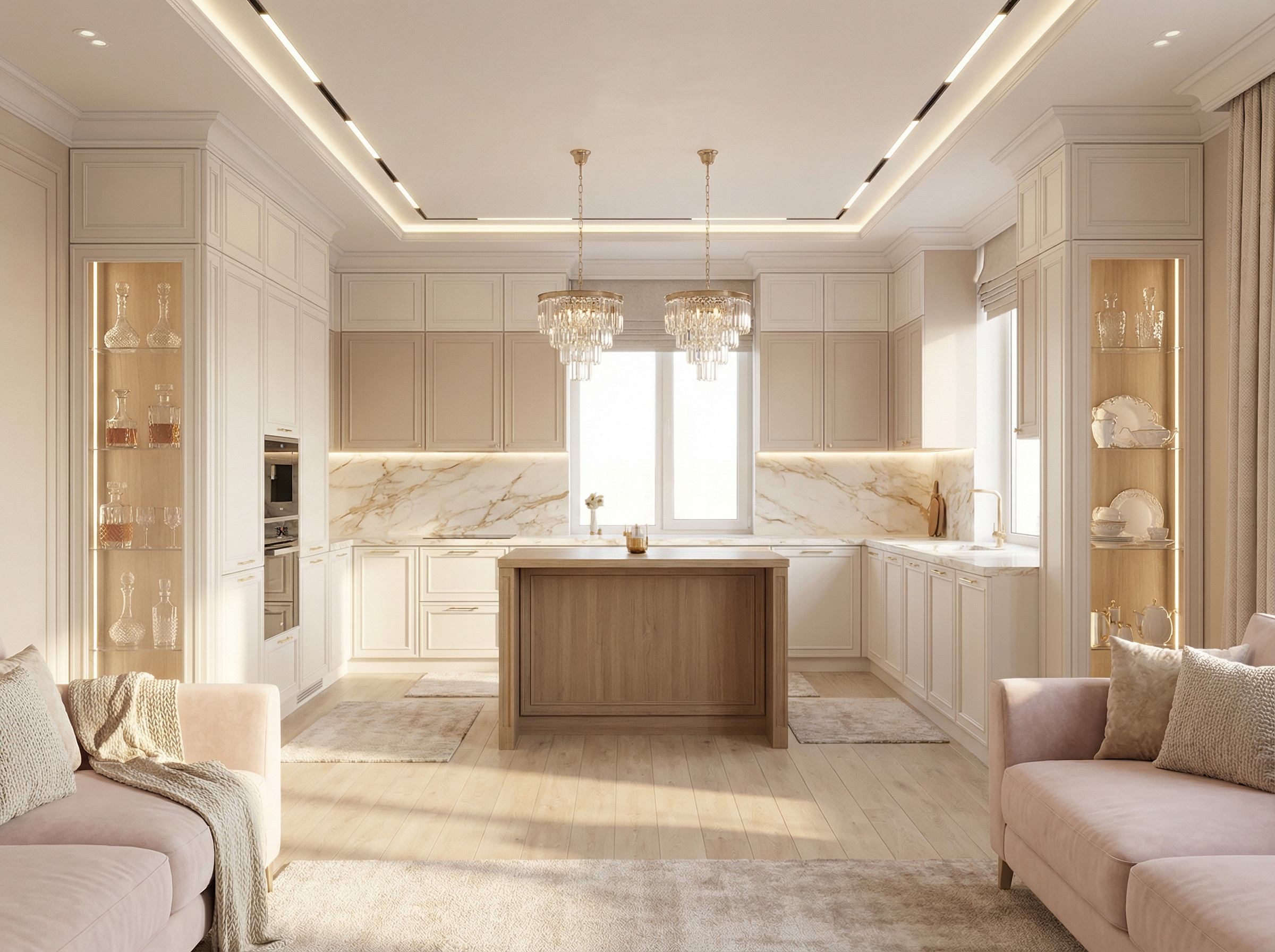 Дизайн кухни в стиле Классика — фото интерьера от нейросети RoomGPT