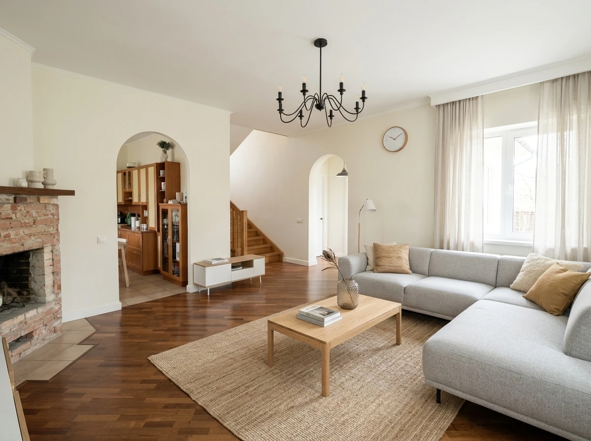 Дизайн гостиной в стиле Сканди — фото интерьера от нейросети RoomGPT