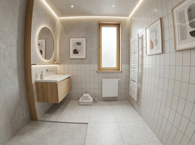 Дизайн ванной в стиле Сканди — фото интерьера от нейросети RoomGPT