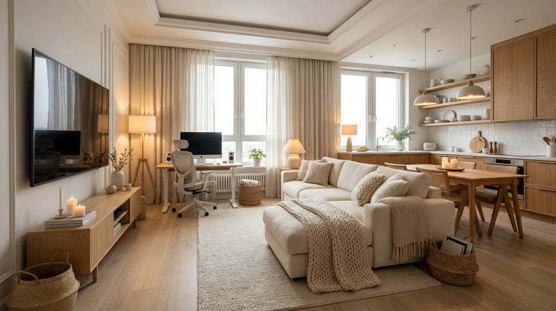 Дизайн интерьера в стиле Хюгге — Гостиная от нейросети RoomGPT