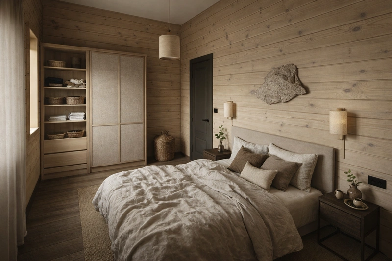 Дизайн спальни в стиле Japandi — фото интерьера от нейросети RoomGPT