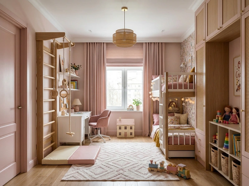 Дизайн детской в стиле Эклектика — фото интерьера от нейросети RoomGPT