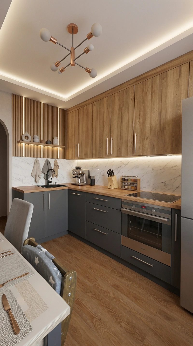 Дизайн кухни в стиле Контемпорари — фото интерьера от нейросети RoomGPT