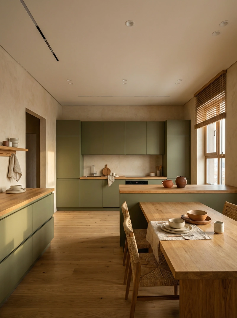 Дизайн кухни в стиле Japandi — фото интерьера от нейросети RoomGPT