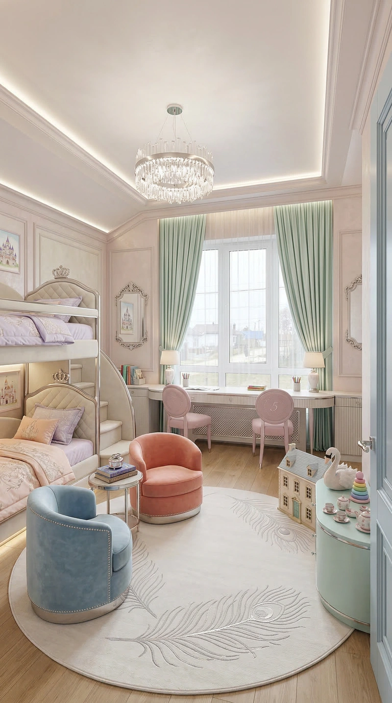 Дизайн детской в стиле Неоклассика — фото интерьера от нейросети RoomGPT