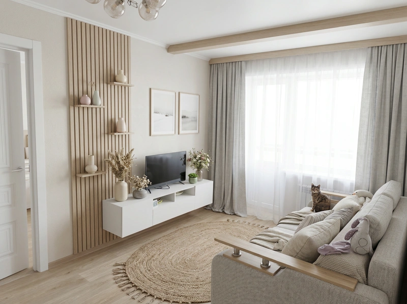 Дизайн интерьера в стиле Сканди — Гостиная от нейросети RoomGPT