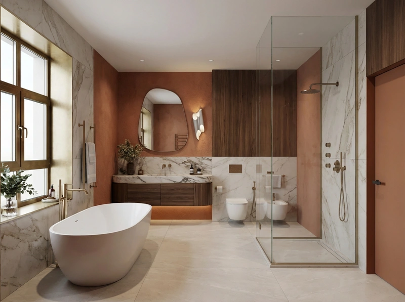 Дизайн интерьера в стиле Эклектика — Ванная от нейросети RoomGPT