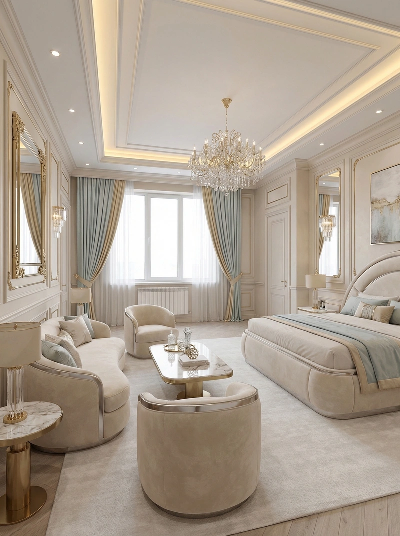 Дизайн интерьера в стиле Неоклассика — Гостиная от нейросети RoomGPT