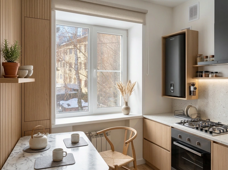 Дизайн интерьера в стиле Хюгге — Кухня от нейросети RoomGPT