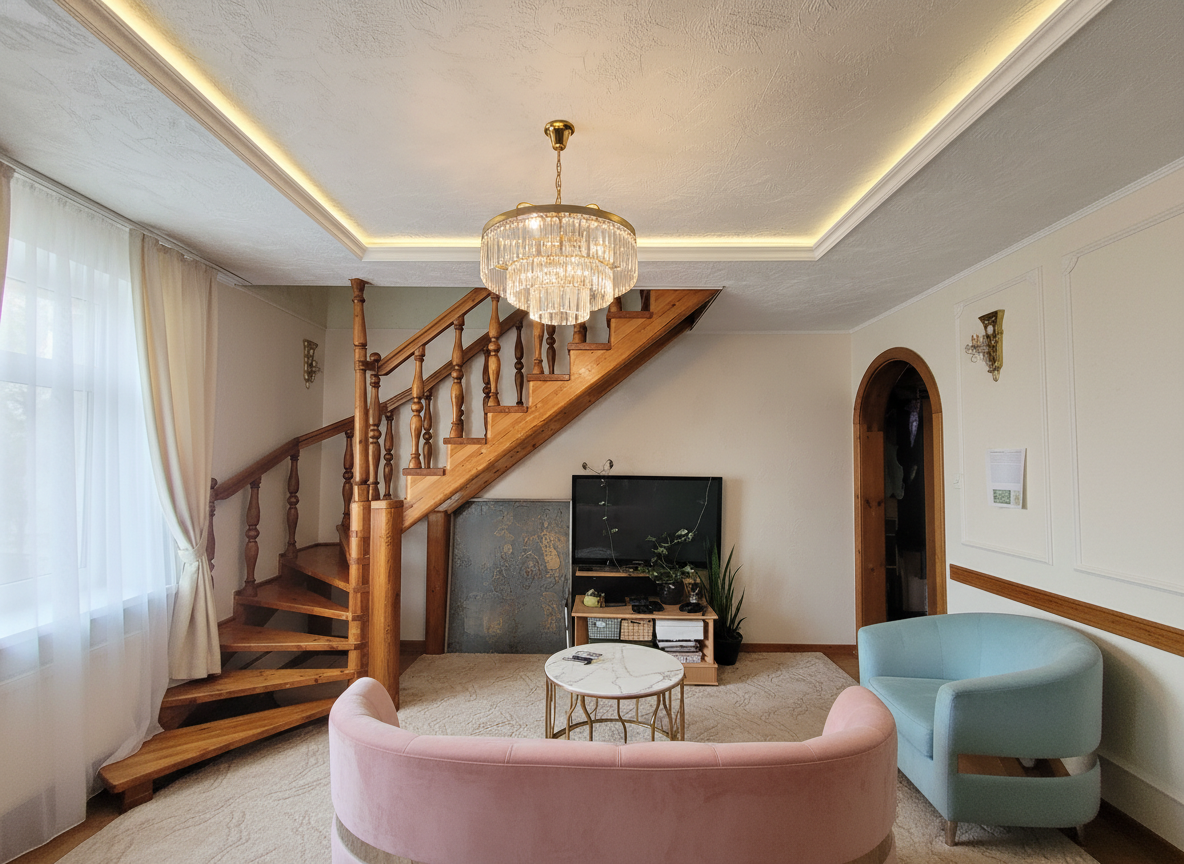 Дизайн гостиной в стиле Неоклассика — фото интерьера от нейросети RoomGPT