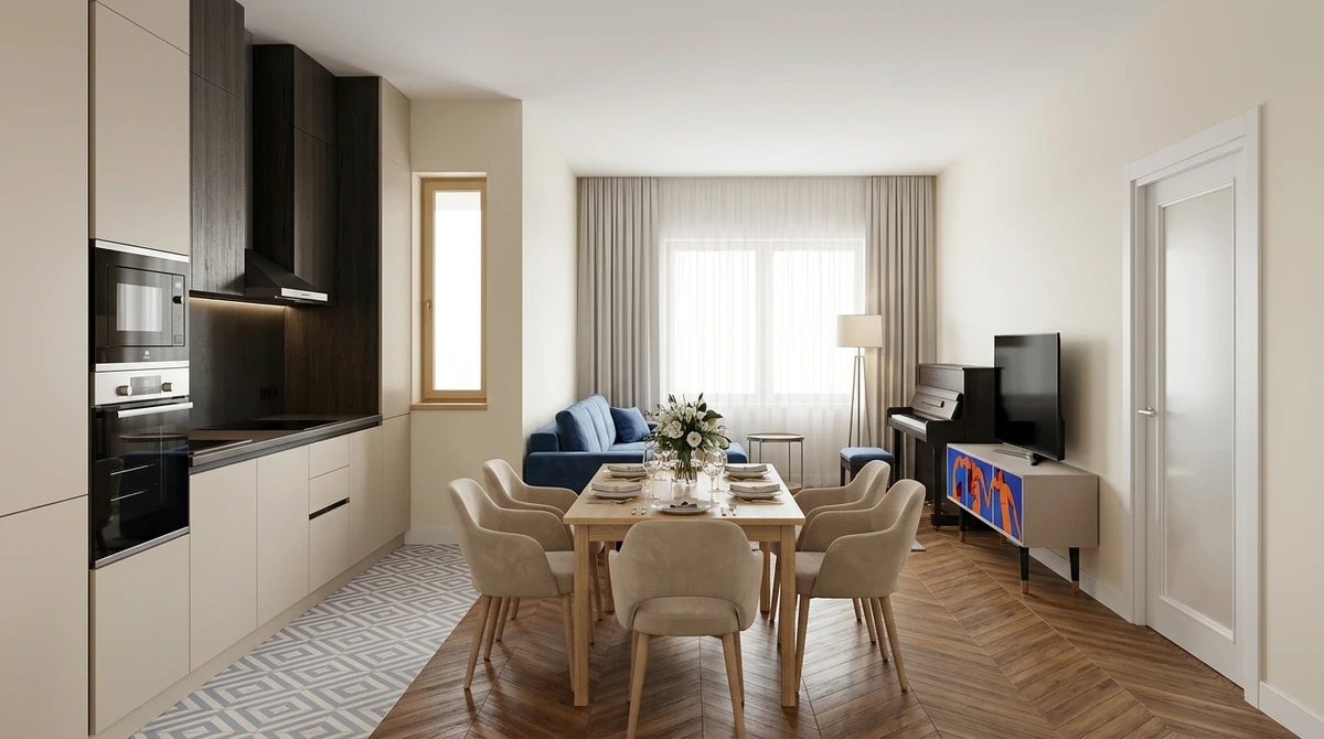 Дизайн интерьера в стиле Минимализм — Гостиная от нейросети RoomGPT