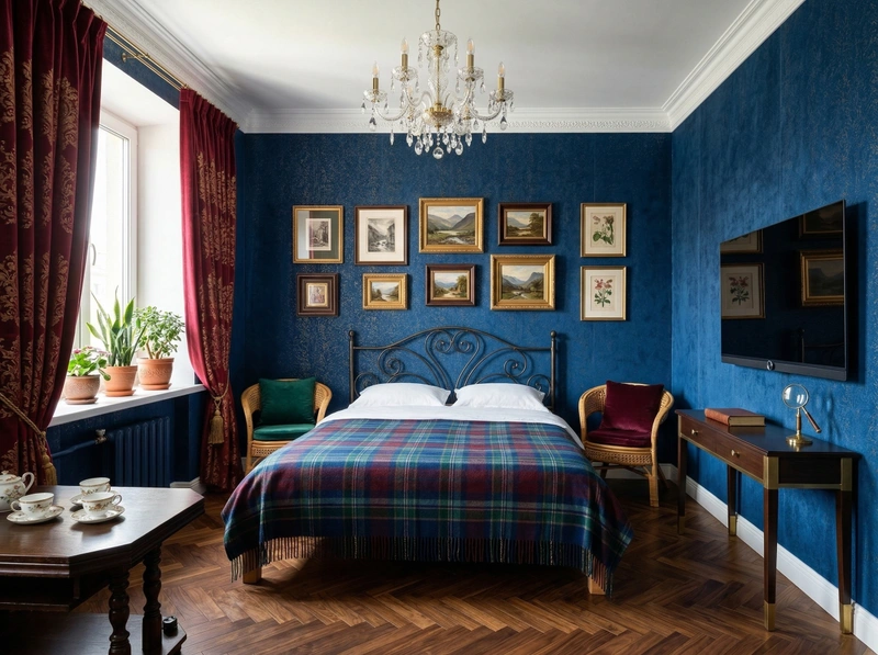 Дизайн спальни в стиле Британский — фото интерьера от нейросети RoomGPT