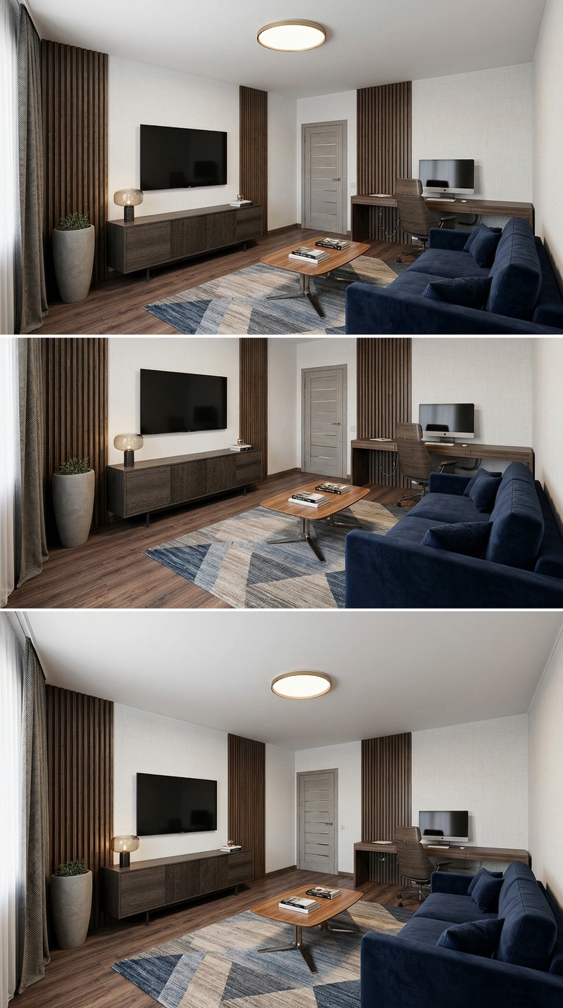 Дизайн интерьера в стиле Контемпорари — Гостиная от нейросети RoomGPT