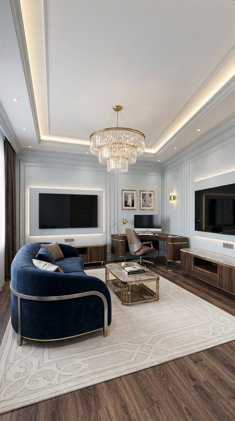 Дизайн интерьера в стиле Неоклассика — Гостиная от нейросети RoomGPT