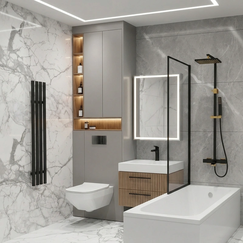 Дизайн ванной в стиле Минимализм — фото интерьера от нейросети RoomGPT