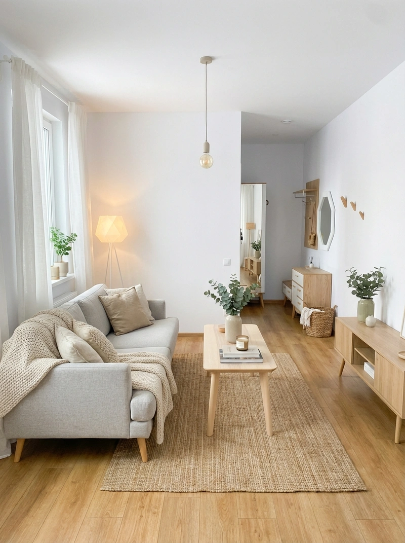 Дизайн интерьера в стиле Хюгге — Гостиная от нейросети RoomGPT