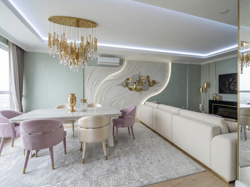 Дизайн гостиной в стиле Неоклассика — фото интерьера от нейросети RoomGPT