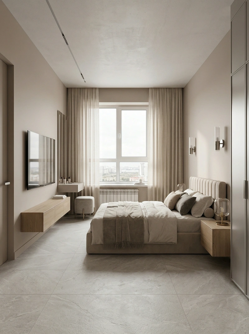 Дизайн спальни в стиле Минимализм — фото интерьера от нейросети RoomGPT